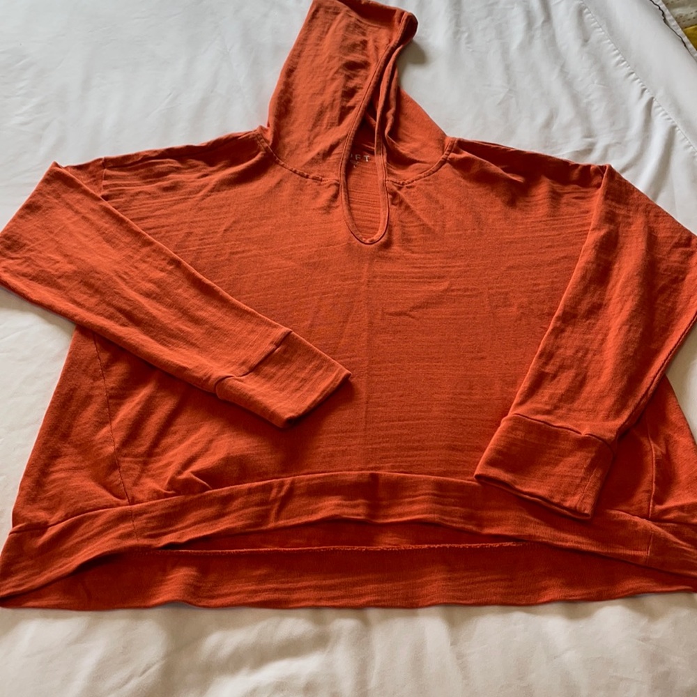Loft Lightweight Pumpkin Orange Summer Hoodie EUC!